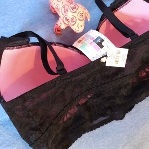 NWT PINK VS BLK Lace Bralette